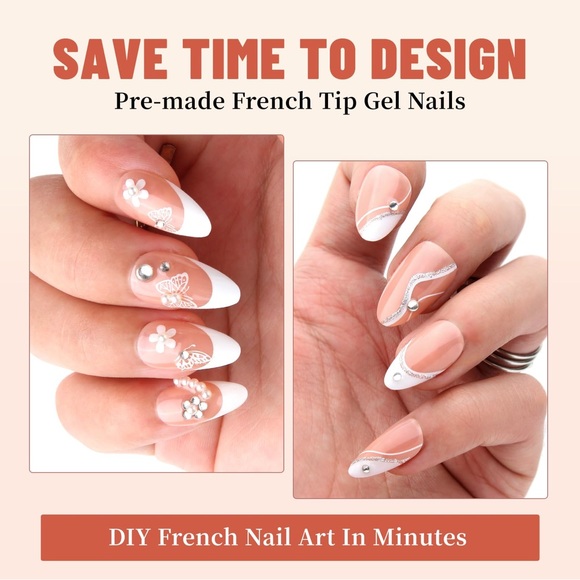 French Gel Nail Tips Medium Almond - 240PCS 4-IN-1 Matte  Pre-Top & Pre-colored - Picture 4 of 10